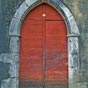 Audignon : Coquille sur la porte de l'glise Sainte-Marie.