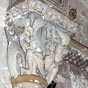 Prsentation de Jsus au Temple (Chapelle Notre-Dame, collatral nord) : la Vierge remet lEnfant Jsus emmaillot au vieillard Simon agenouill pendant que deux anges les poussent lun vers lautre. Les colombes rappellent loffrande faite au temple.