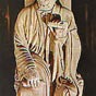 Compostelle, Cath�drale : Le portail de la Gloire, sans aucun doute, la statue la plus c�l�bre pour tous les p�lerins, saint Jacques en majest�.