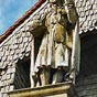 Lentilles (Aube) �glise Saint-Philippe et Saint-Jacques. Elle est consid�r�e comme la plus belle �glise � pans de bois de Champagne : sstatue en bois.