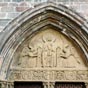 Roncesvalles: Le tympan de l'glise de Santiago.