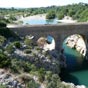 Le Pont du Diable est un des plus anciens ponts romans de France. D'aprs le cartulaire de Gellone, la construction aurait eu lieu en 873 selon les dernires recherches conduite par luniversit de Montpellier, suivant un accord conclu entre l'abb d'Aniane et l'abb de Gellone, donc probablement dans la premire moiti du XIe sicle. Le pont doit son nom  une ancienne lgende qui prtendait que lors de la construction du pont, le diable venait dfaire chaque nuit ce que les hommes construisaient durant la journe. Un jour, Saint Guilhem passa un accord avec celui-ci : il pourrait prendre l'me de la premire crature qui passera sur le pont. Les hommes firent passer un chien en premier et ainsi purent achever l'ouvrage. Fou de rage, le Diable tenta en vain de dtruire le pont sans y parvenir et se jeta dans l'eau, d'o le nom  le pont du diable . Le Pont du Diable fait lobjet dune inscription au titre des monuments historiques depuis le 5 avril 19352. Il est galement inscrit sur la liste du patrimoine mondial de l'UNESCO au titre des chemins de Saint-Jacques-de-Compostelle en France.