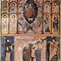 Parmi les trsors que l'on peu dcouvrir au sein de la cathdrale: une page illustre du livre des testaments. Il date des annes 1126-1129, nom du recueil de donations et de legs faits par les souverains  la cathdrale d'Oviedo. Cest un somptueux ouvrage de 37 x 23 centimtres, dont les textes sont rdigs dans l'antique criture mozarabe, presque partout abandonne  cette poque. Il est orn  de treize illustrations purement romanes d'une grande beaut.