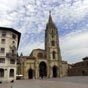 La cathdrale San Salvador d'Oviedo est une cathdrale de style gothique Elle est aussi connue comme sancta ovetensis, dnomination lie  la qualit et  la quantit des reliques qu'elle contient. C'est la cathdrale de l'archidiocse d'Oviedo. Elle est consacre au Saint Sauveur (San Salvador). Le roi des Asturies Fruela Ier ordonna de construire une glise sur le terrain o se trouve actuellement la cathdrale d'Oviedo. L'glise fut consacre au Saint Sauveur.  Alphonse II le Chaste, fils du prcdent, en transfrant la capitale du royaume  Oviedo, ordonna l'dification d'une srie de btiments administratifs communaux sur les mmes terrains, utilisant quelques surfaces de l'ancienne glise du San Salvador. De l'poque d'Alphonse II subsistent actuellement :  La chapelle palatine (Cmara Santa de Oviedo ou chambre sainte d'Oviedo). La tour de San Miguel, qui fut le clocher de l'glise. Les modifications suivantes eurent lieu au xiie sicle. Une cathdrale romane avec son clotre fut construite  cette poque. De cette poque ont subsist jusqu' nos jours :  les votes de la Cmara Santa. les sculptures de cette chambre qui ont une trs grande valeur artistique.