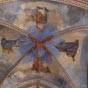 Labastide-Murat: Eglise Sainte Catherine: on remarquera la belle fresque des quatre vanglistes au plafond de la croise du transept. 